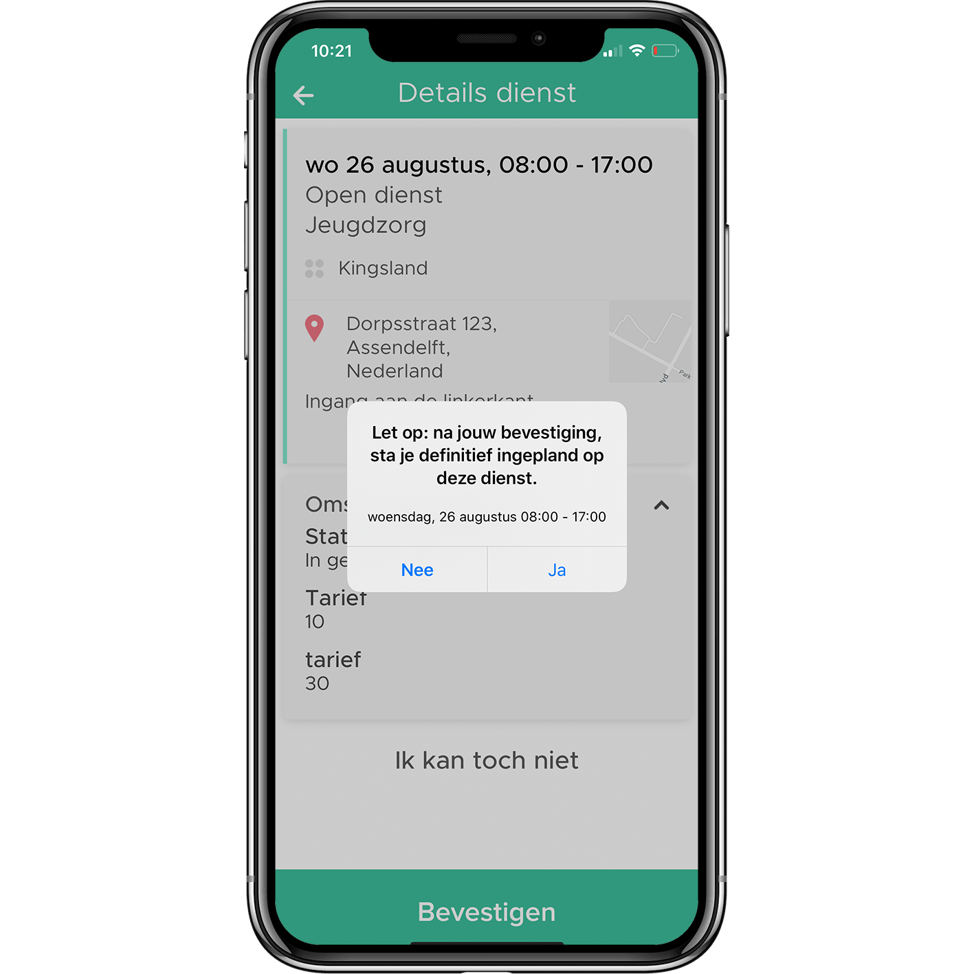 dienst accepteren